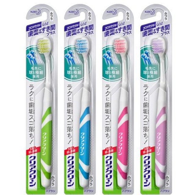 Kao - Clear Clean Toothbrush Tooth Surface & Gap Plus Compact Q52 Toothbrush Regular - Random Colour - 1pcs