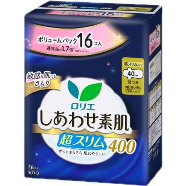 Kao - Laurier Shiawase Sokuhada Super Slim Extra Heavy Night Use With Wings 40cm - 16pcs
