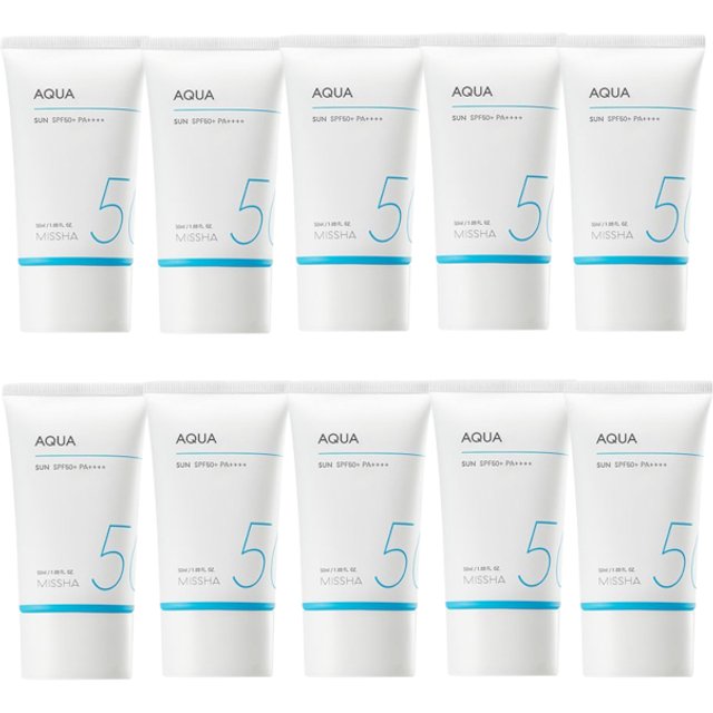 MISSHA - All-Around Safe Block Aqua Sun SPF50+ PA++++ (New version of All-Around Safe Block Aqua Sun Gel ) - 50ml (10ea) Set