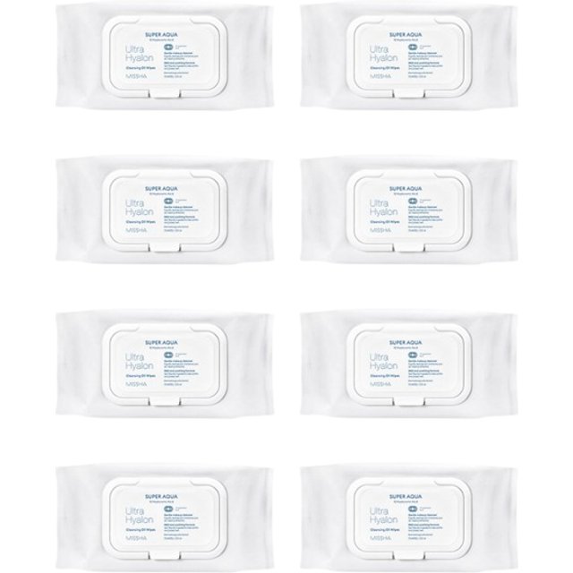 MISSHA - Super Aqua Ultra Hyalron Cleansing Oil Wipes (Jumbo Size) - 1pack (70pcs) (8ea) Set