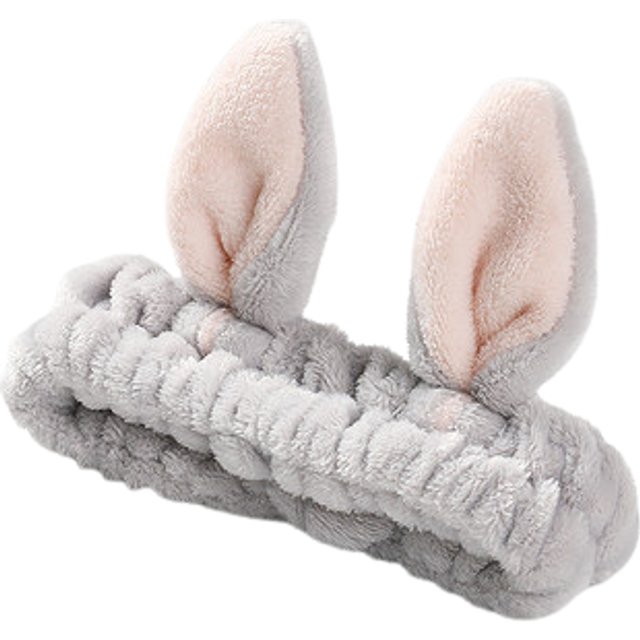 MsBlossom - Face Wash Animal Ribbon Headband - 1pc - Grey