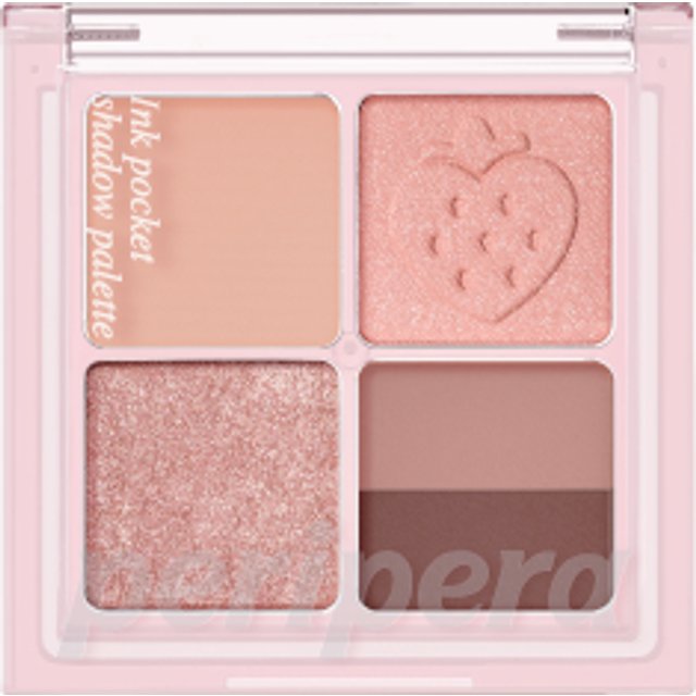 peripera - Ink Pocket Shadow Palette (Soft Berry Edition) - 1.6 g x 3, 1.3 g x 1 - 08 Strawberry In Mute