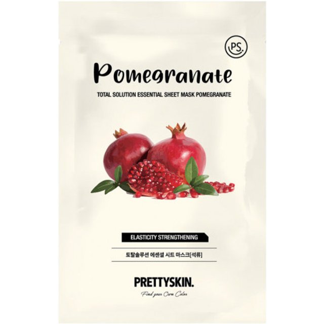 PRETTYSKIN - Total Solution Essential Sheet Mask - 1pc - Pomegranate