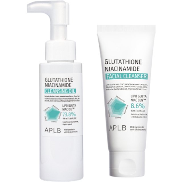 APLB - Glutathione Niacinamide Facial Cleanser - 80ml & Cleansing Oil - 105ml Set
