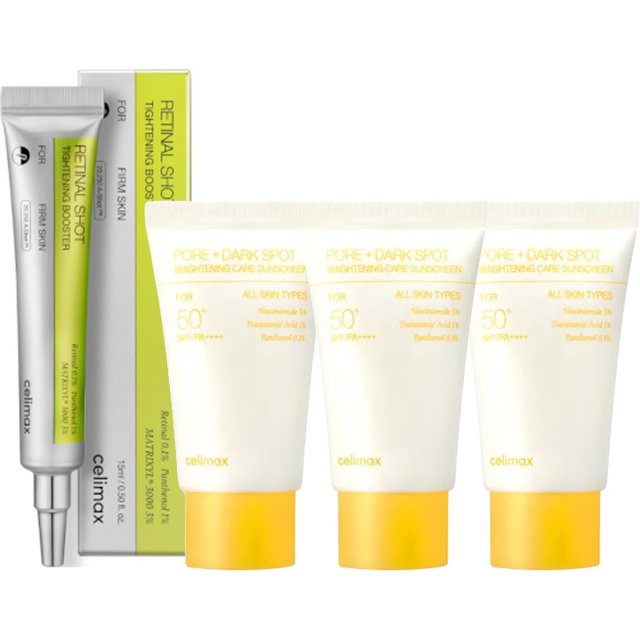 CELIMAX - The Vita-A Retinal Shot Tightening Booster - 15ml + Pore + Dark Sunscreen Set