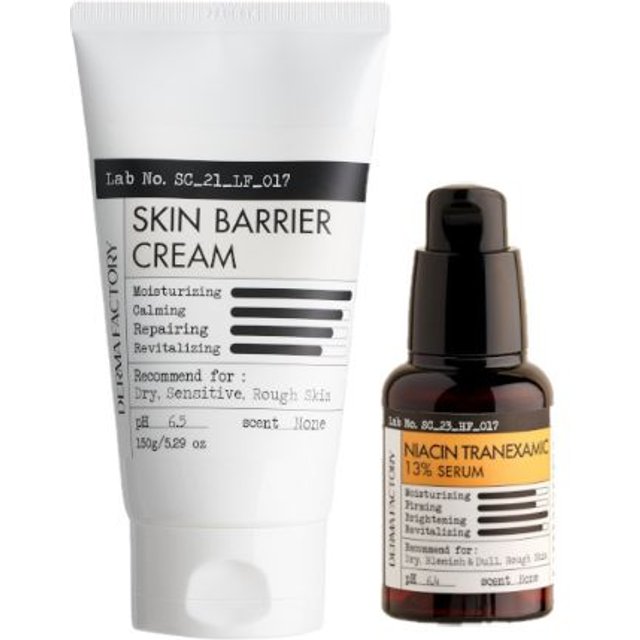 DERMA FACTORY - Niacin Tranexamic 13% Serum - 30ml (1ea) & Skin Barrier Cream - 150ml (1ea) Set