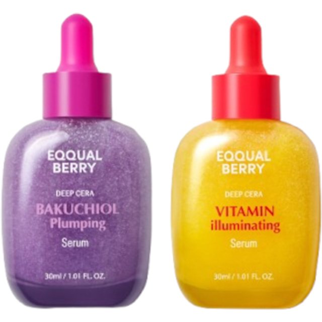 EQQUALBERRY - Bakuchiol Plumping Serum - 30ml (1ea) X Vitamin Illuminating Serum - 30ml (1ea) Set