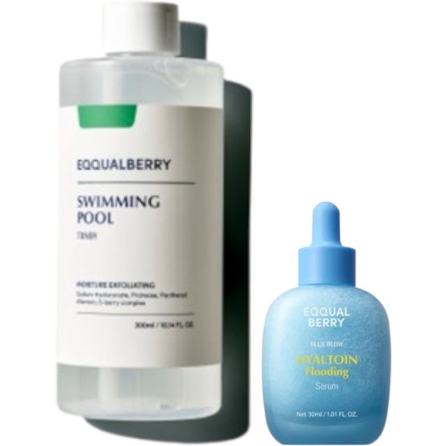 EQQUALBERRY - Swimming Pool Daily Facial Toner - 300ml (1ea) + Hyaltoin Flooding Serum - 30ml (1ea) Set