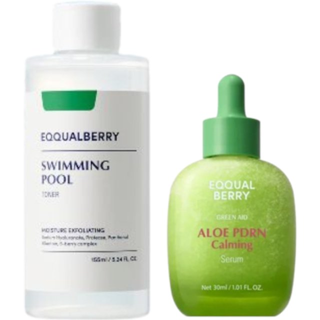 EQQUALBERRY - Swimming Pool Daily Facial Toner - 155ml (1ea) + Aloe PDRN Calming Serum - 30ml (1ea) Set