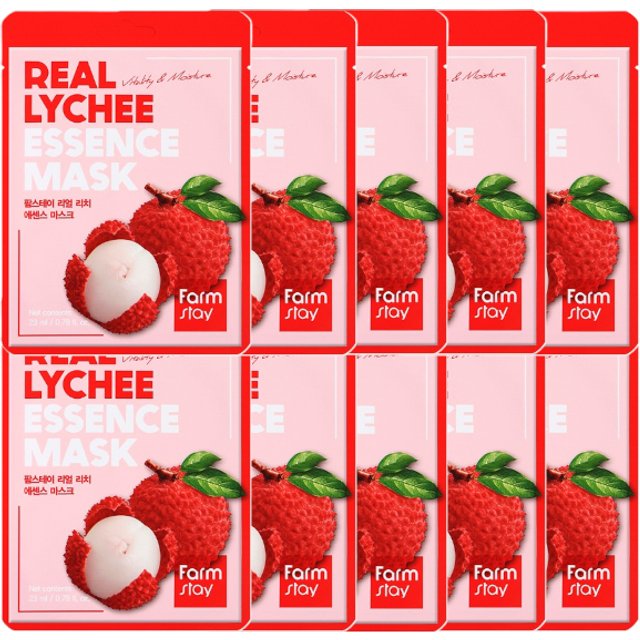 Farm Stay - Real Essence Mask - 1pc - Lychee (10ea) Set
