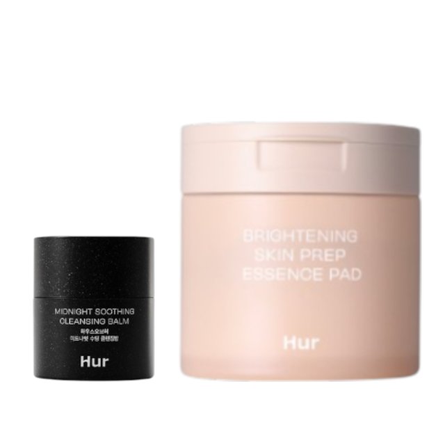 HOUSE OF HUR - Midnight Soothing Cleansing Balm - 50ml + Brightening Skin Prep Essence Pad - 140ml/70sheets Set