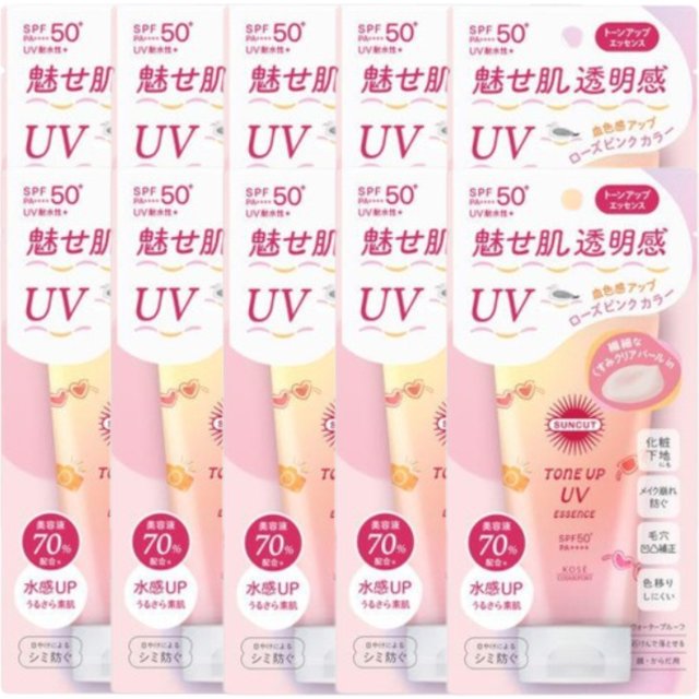 Kose - Suncut Tone Up UV Essence Pink Flamingo SPF50+ PA++++ - 80g (10ea) Set