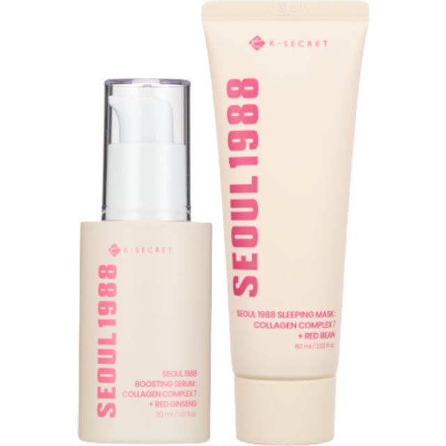KSECRET - SEOUL 1988 Boosting Serum : Collagen Complex 7 + Red Ginseng - 30ml (1ea) & SEOUL 1988 Sleeping Mask : Collagen...