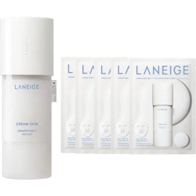 LANEIGE - Cream Skin Cerapeptide Refiner - 170ml (1ea) X Cream Skin Milky Hydration Sheet Mask - 33g (5pcs) Set