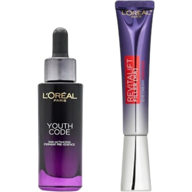 L'OREAL PARIS - Revitalift Filler HA Eye Cream For Face - 30ml (1ea) + Youth Code Skin Activating Ferment Pre-Essence Serum -...