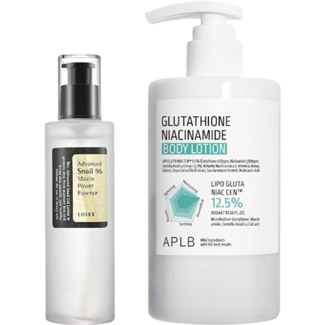 COSRX - Advanced Snail 96 Mucin Power Essence 100ml + APLB - Glutathione Niacinamide Body Lotion - 300ml Set
