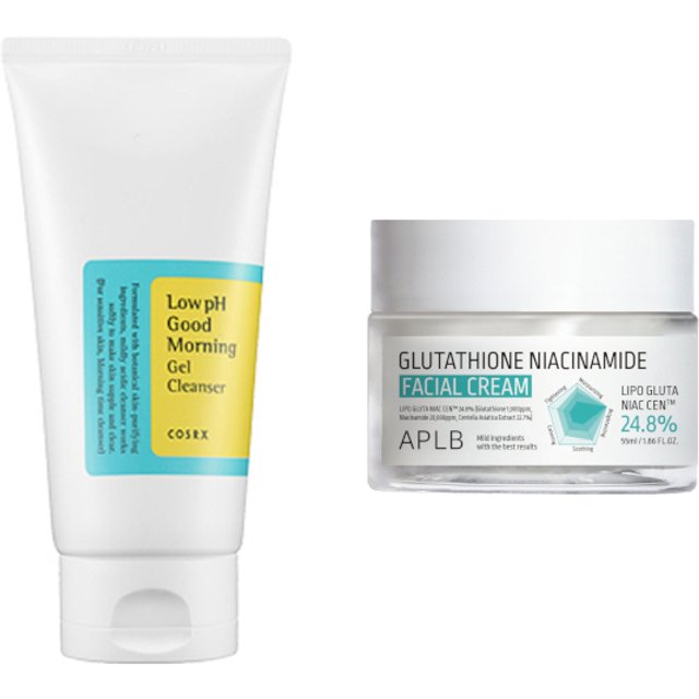 COSRX - Low pH Good Morning Gel Cleanser - 150ml + APLB - Glutathione Niacinamide Facial Cream - 55ml Set