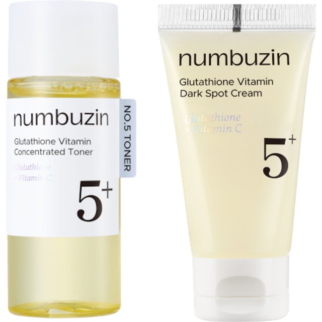 numbuzin - No.5+ Glutathione Vitamin Concentrated Toner - 30ml (1ea) & Dark Spot Cream - 15ml (1ea) Set
