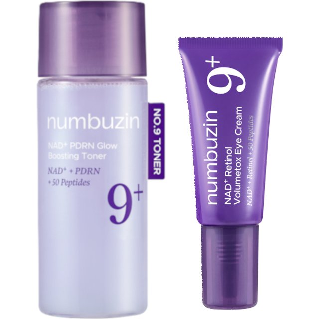 numbuzin - No.9 NAD+ PDRN Glow Boosting Toner - 30ml (1ea) & NAD+ Retinol Volumetox Eye Cream - 5ml (1ea) Set
