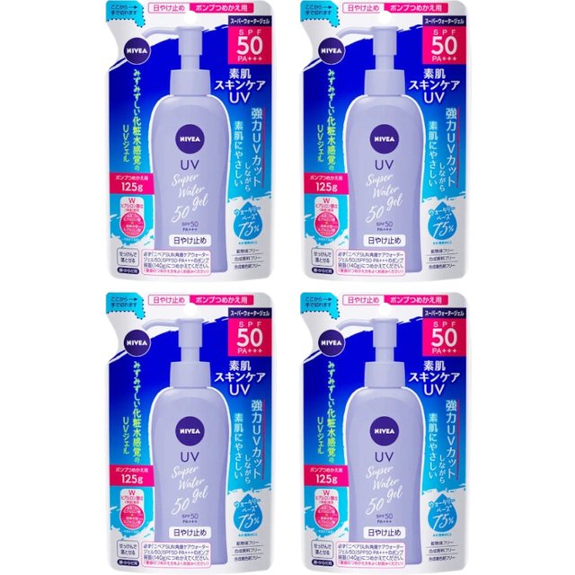 NIVEA Japan - UV Super Water Gel SPF50 PA+++ Refill - 125g (4ea) Set