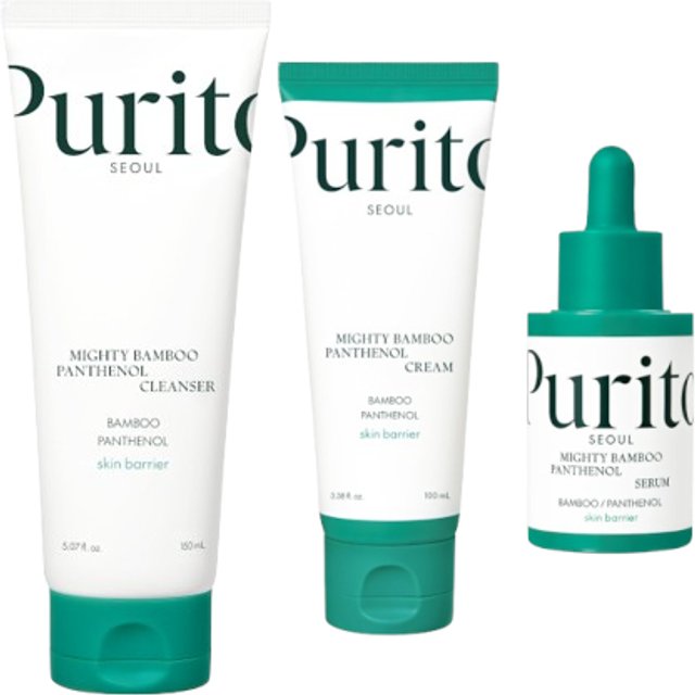 Purito SEOUL - Mighty Bamboo Panthenol Cream + Serum + Cleanser Set
