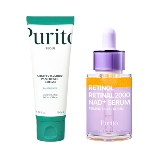 Purito SEOUL - Retinol Retinal 2000 NAD+ Serum - 30ml (1ea) + Mighty Bamboo Panthenol Cream - 100ml (1ea) Set