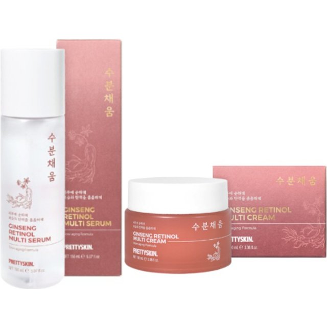 PRETTYSKIN - Ginseng Retinol Multi Cream - 100ml (1ea) + Serum - 150ml (1ea) Set