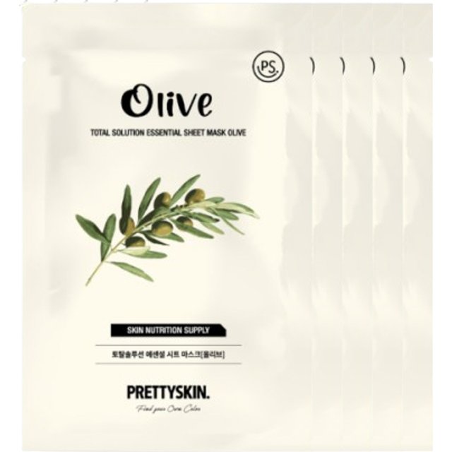PRETTYSKIN - Total Solution Essential Sheet Mask - 1pc - Olive (5ea) Set