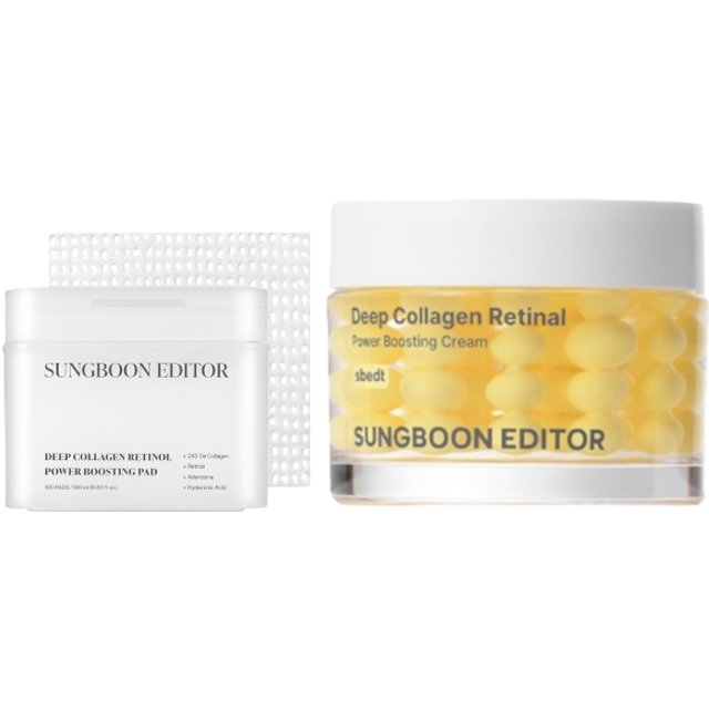 SUNGBOON EDITOR - Deep Collagen Retinol Power Boosting Capsule Cream - 50ml (1ea) + Power Boosting Pad 190ml (1ea) Set
