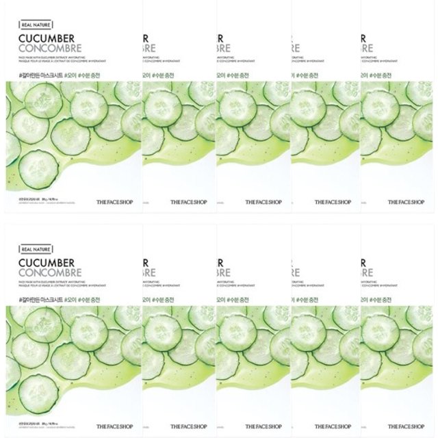 THE FACE SHOP - Real Nature Face Mask - Cucumber - 1pc (10ea) Set