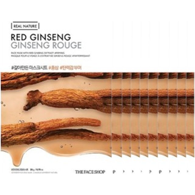 THE FACE SHOP - Real Nature Face Mask - Red Ginseng - 1pc (10ea) Set