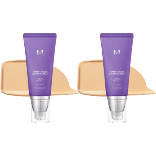 MISSHA - Perfect Cover Serum BB Cream SPF50+ PA++++ - 50ml - #25 Warm Beige (2ea) Set