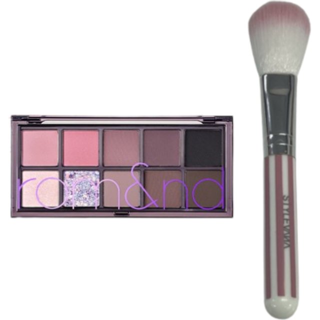 Romand - Better Than Palette - 7.5g - 11 Cheeky Cheeky Garden (1ea) + MissLady - Cheek Brush - Pink and White (1ea)Set