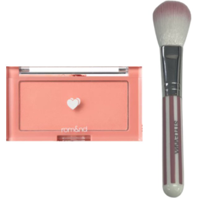 Romand - Better Than Cheek (2022 New Version) - 4g - C01 Peach Chip (1ea) + MissLady - Cheek Brush - Pink and White (1ea)Set