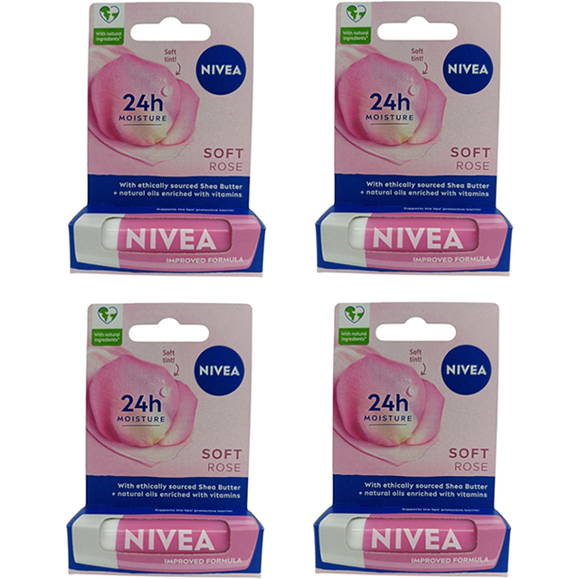 NIVEA - Soft Rose Caring Lip Blam - 4.8g (4ea) Set