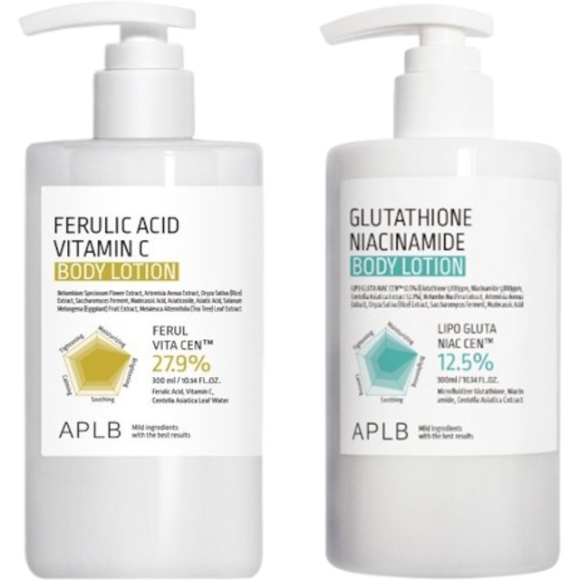 APLB - Glutathione Niacinamide Body Lotion - 300ml (1ea) & Ferulic Acid Vitamin C Body Lotion - 300ml (1ea) Set