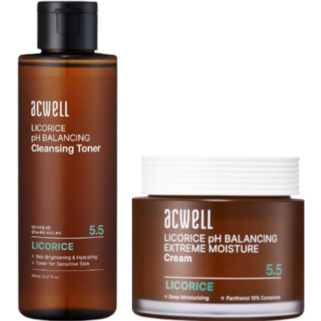 ACWELL - Licorice pH Balancing Cleansing Toner - 150ml + Extreme Moisture Cream - 55ml Set
