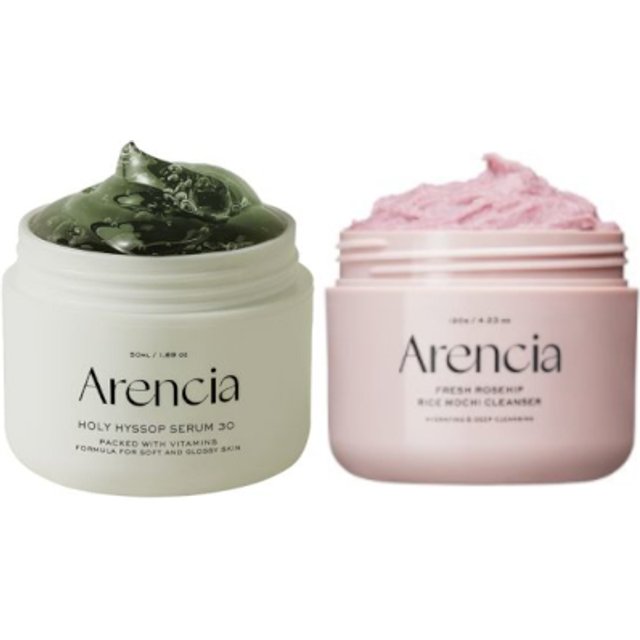 Arencia - Fresh Royal Rosehip Rice Mochi Cleanser - 120g & Holy Hyssop Serum 30 - 50ml Set