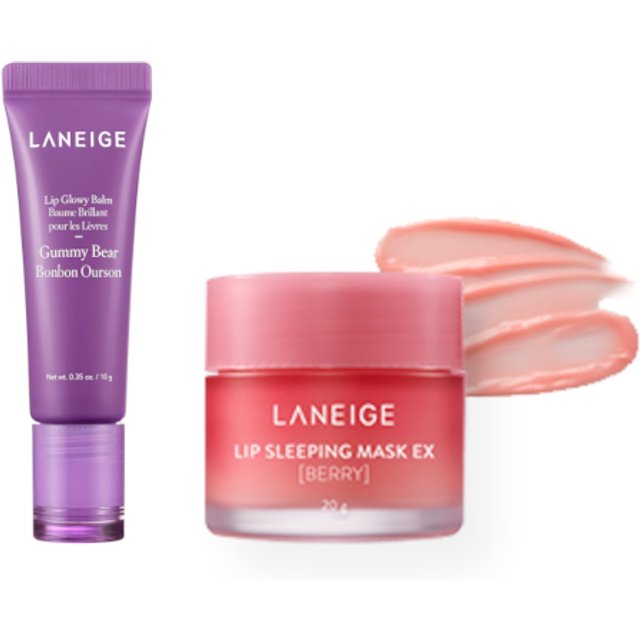 LANEIGE - Lip Glowy Balm - 10g - Gummy Bear (1ea) X Lip Sleeping Mask EX - 20g - Berry (1ea)
