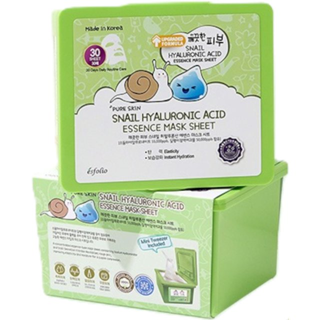esfolio - Pure Skin Snail Hyaluronic Acid Essence Mask Sheet - 400ml / 30ea