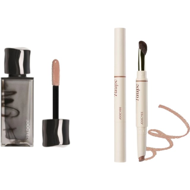 Joocyee - New Smoky Glazed Gloss - 4g - 603 Oat Milk (1ea) & 2 in 1 Contour Pen - 700mg - 01 Taupe (1ea) Set
