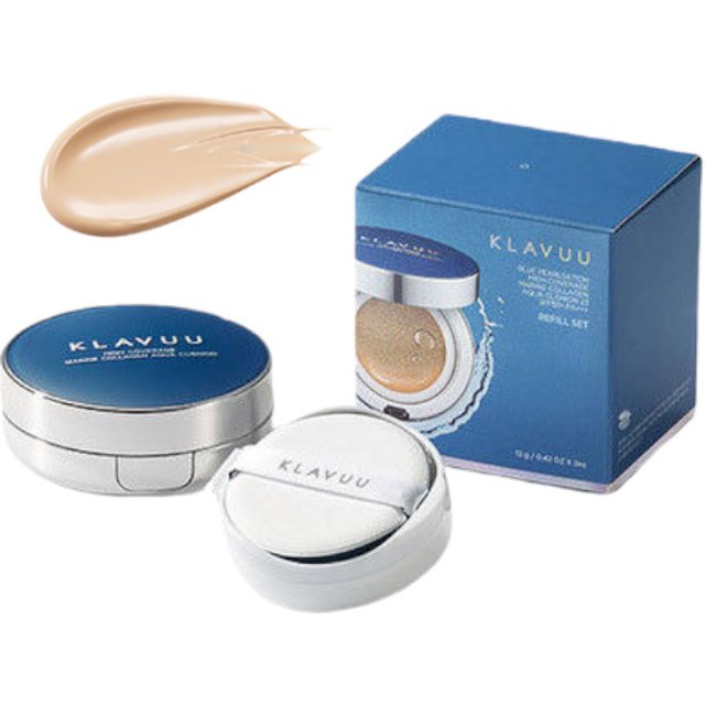 KLAVUU - Blue Pearlsation High Coverage Marine Collagen Aqua Cushion SPF50+ PA+++ - 12g - No. 21 with Refill