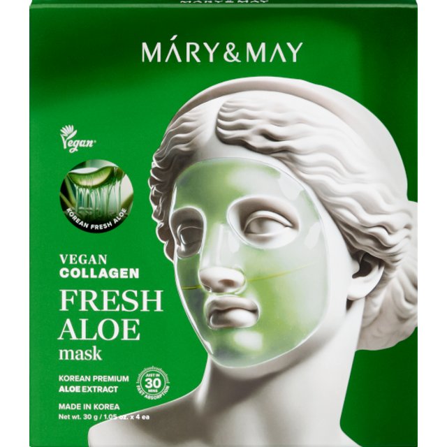 Mary&May - Vegan Collagen Fresh Aloe Mask - 30g*4ea