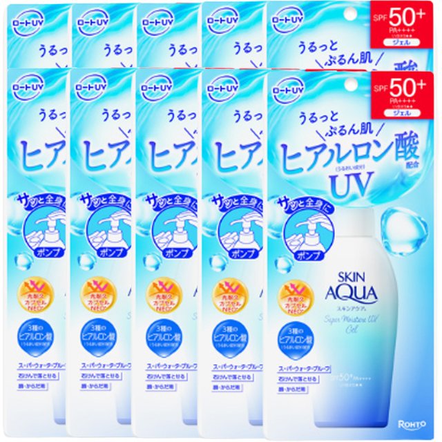 Rohto Mentholatum - Skin Aqua Sunscreen Super Moisture Gel Pump SPF50+ PA++++ - 140g - White (10ea) Set