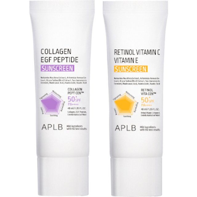 APLB - Retinol Vitamin C Vitamin E & Collagen EGF Peptide Sunscreen SPF50+ PA++++ - (40ml*2pcs) Set