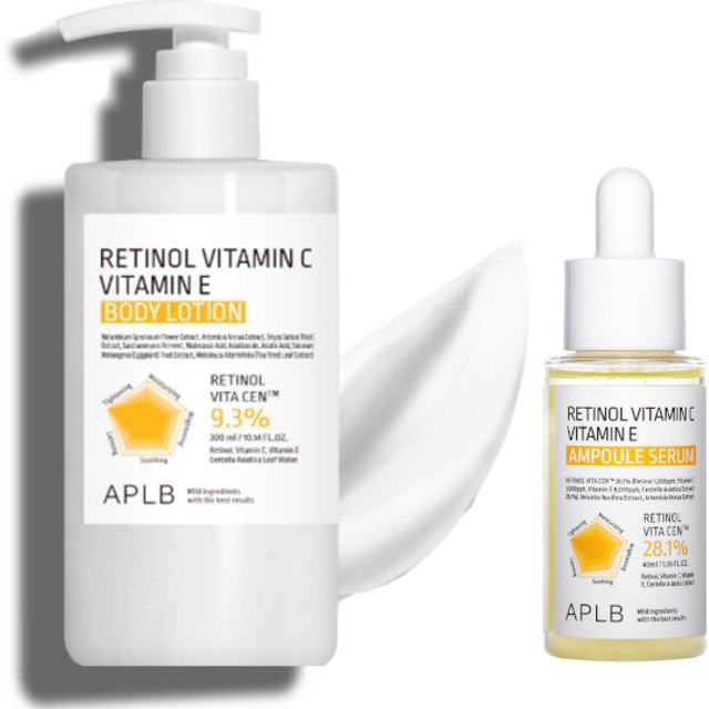 APLB - Retinol Vitamin C Vitamin E Body Lotion - 300ml (1ea) X Ampoule Serum - 40ml (1ea) Set