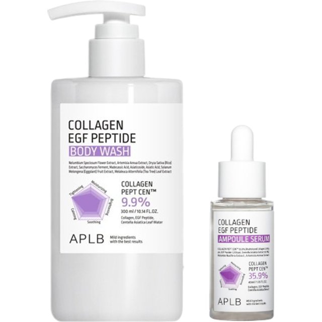 APLB - Collagen EGF Peptide Body Wash - 300ml (1ea) & Ampoule Serum - 40ml (1ea) Set