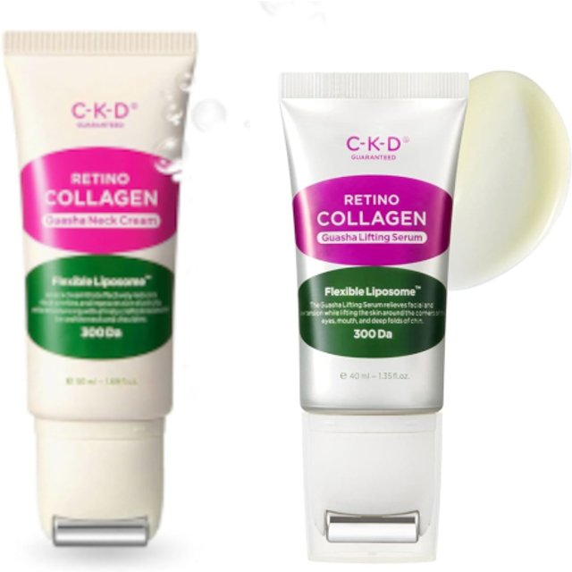 CKD - Retino Collagen Guasha Neck Cream - 50ml & Small Molecule 300 Guasha Lifting Serum - 40ml Set