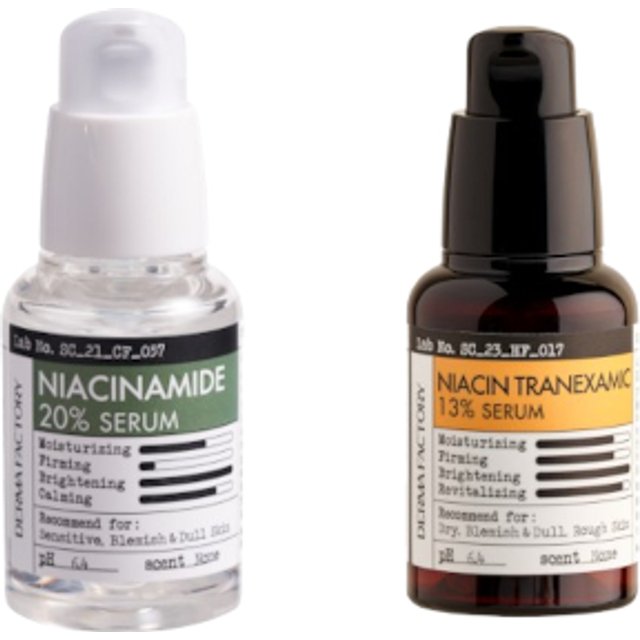 DERMA FACTORY - Niacin Tranexamic 13% Serum - 30ml (1ea) & Niacinamide 20% Serum - 30ml (1ea) Set