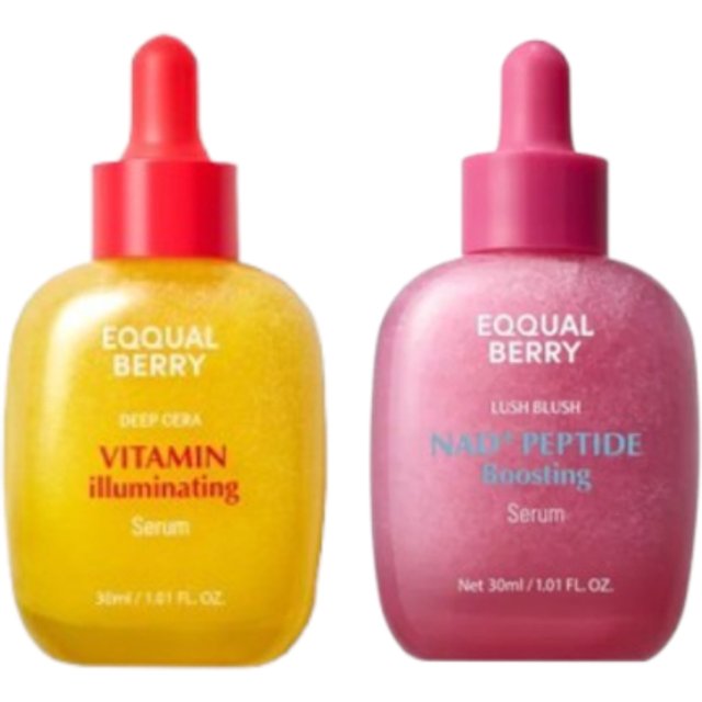 EQQUALBERRY - Vitamin Illuminating Serum - 30ml (1ea) + NAD+ Peptide Boosting Serum - 30ml (1ea) Set